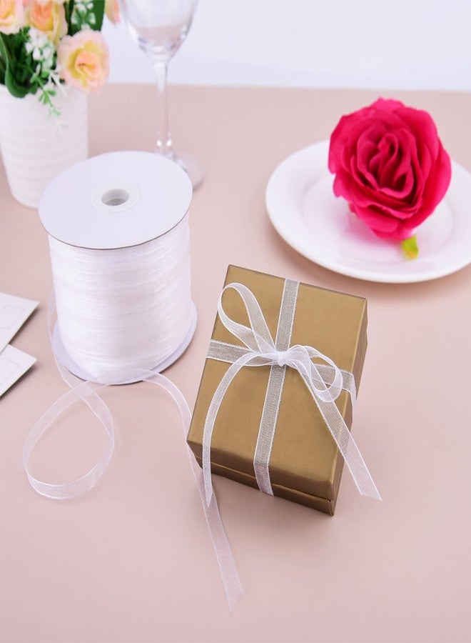 Hapeper 250 Yards 1/4 Inch Narrow Sheer Organza Chiffon Ribbon for Crafts Making, Gift Wrapping (White) - Image 4